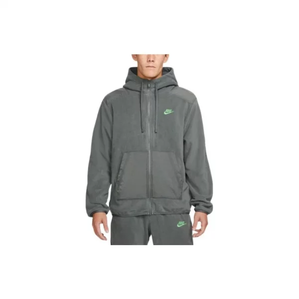 Original Nike Polar Fleece Black Grey Zip Jacket Hoodie Warm Men's Sports Casual Knit Basketball Pullover - Image 4