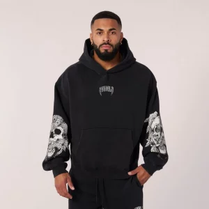American retro trendy men's hooded sweatshirt for autumn and winter, new loose fit sports fitness running training hoodie