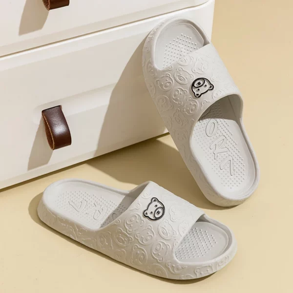 Summer Fashion Men's Slippers Printting Little Bear Sandals Indoor Bathroom Non-slip Soft Women Dormitory Casual Shoes Couple - Image 3
