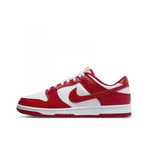 Nike Dunk Retro "Gym Red" Trendy Retro Comfortable Casual Wear Resistant Anti Slip Low Top Board Shoes for Men, White and Red