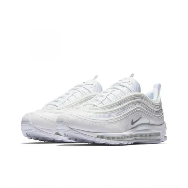 Nike Air Max 97 Men's and Women's Running Shoes Lightweight Seismic Design Mesh Cloth Wear Resistant Breathable Balance White - Image 3
