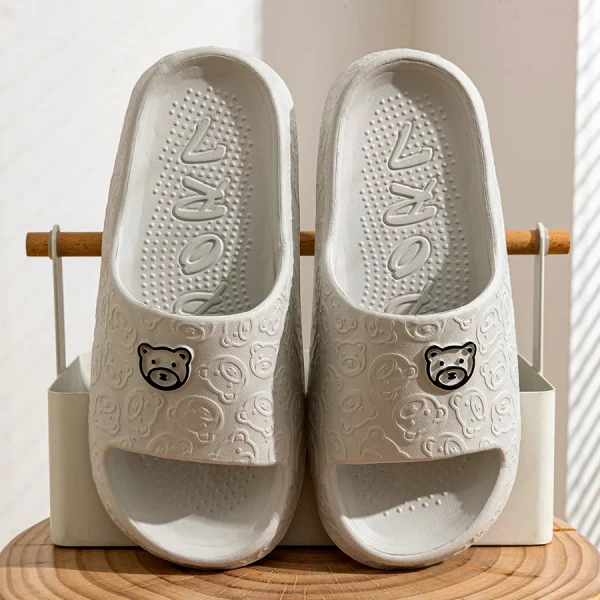 Summer Fashion Men's Slippers Printting Little Bear Sandals Indoor Bathroom Non-slip Soft Women Dormitory Casual Shoes Couple - Image 2