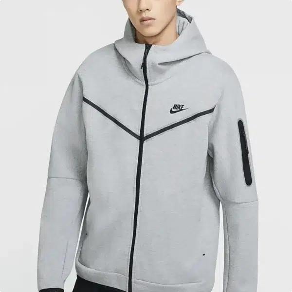 Original Nike NSW Tech Fleece Black Grey Zip Jacket Hoodie Men's Sports Casual Knit Basketball Pullover - Image 2