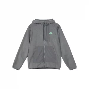 Original Nike Polar Fleece Black Grey Zip Jacket Hoodie Warm Men's Sports Casual Knit Basketball Pullover