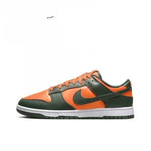 Nike Dunk Retro "miami Hurricanes" Men's and Women's Skateboarding Shoes Leather Trend Retro Anti-slip Wear Light Orange Green