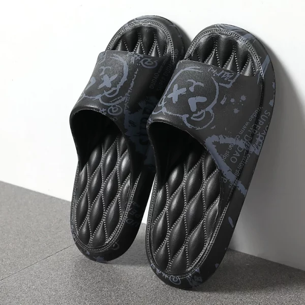 Plus Size 48 Graffiti Men Slippers Sole EVA Indoor Open Toe Flip Flops Beach Slides Flat Sandals Printing Cartoon Slide - Image 3