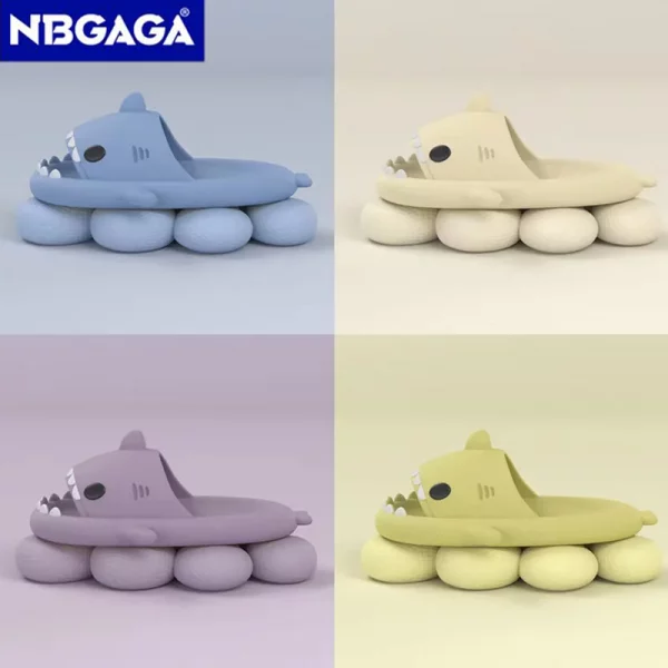 Summer Adult Shark Couple Slippers For Men&Women Beach Shoes Indoor Cartoon EVA Shoes Bathroom Flat Shoes Non-Slip Sandals - Image 4
