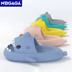 Summer Adult Shark Couple Slippers For Men&Women Beach Shoes Indoor Cartoon EVA Shoes Bathroom Flat Shoes Non-Slip Sandals