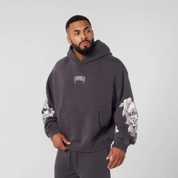 American retro trendy men's hooded sweatshirt for autumn and winter, new loose fit sports fitness running training hoodie - Image 4