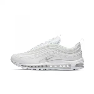 Nike Air Max 97 Men's and Women's Running Shoes Lightweight Seismic Design Mesh Cloth Wear Resistant Breathable Balance White