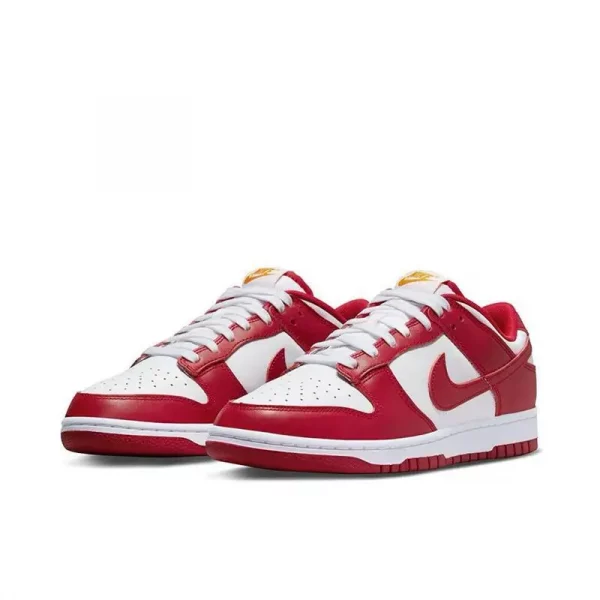 Nike Dunk Retro "Gym Red" Trendy Retro Comfortable Casual Wear Resistant Anti Slip Low Top Board Shoes for Men, White and Red - Image 2