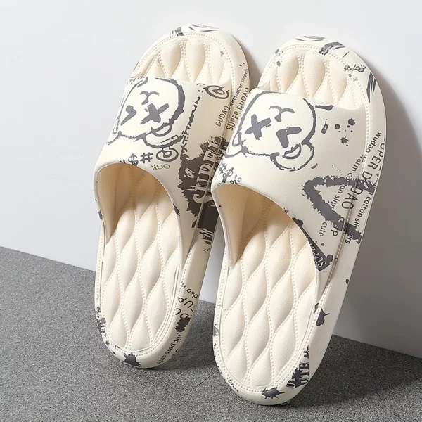 Plus Size 48 Graffiti Men Slippers Sole EVA Indoor Open Toe Flip Flops Beach Slides Flat Sandals Printing Cartoon Slide - Image 2