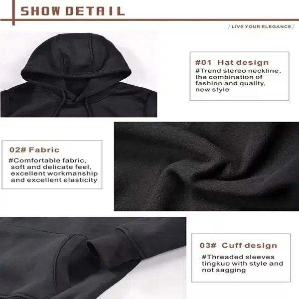 Men women navy blue Hoodies Autumn Long Sleeve Pullover Tops Casual Pocket Hoodies Unisex Outer Loose Sport Wear - Image 2