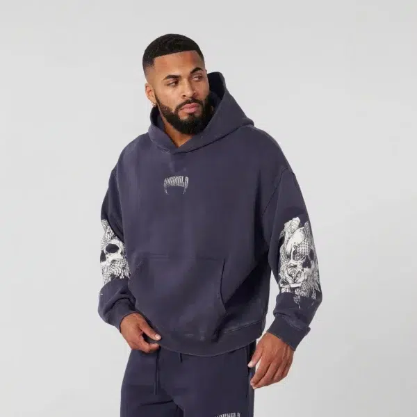 American retro trendy men's hooded sweatshirt for autumn and winter, new loose fit sports fitness running training hoodie - Image 2
